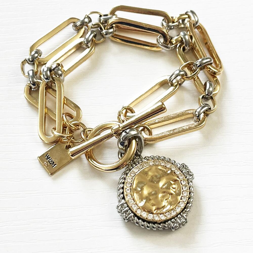 NEW White House Black Market WHBM Mixed-Metal Coin Bracelet